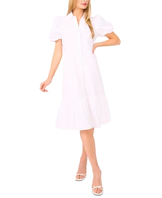CeCe Women's Bubble-Short-Sleeve Tiered Midi Dress