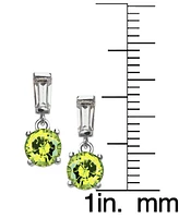 Peridot (1 ct. t.w.) & Tapered Cubic Zirconia Drop Earrings in Sterling Silver