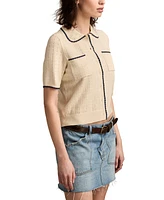 Lucky Brand Women's Crochet-Trim Short-Sleeve Cardigan