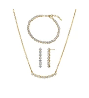 Sterling Silver 18k Gold Plated Josephine Tennis Bracelet, Necklace & Earrings Set