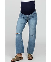 Pinkblush Maternity Blue Straight Leg Frayed Hem Jeans