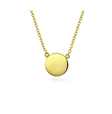 Bling Jewelry Minimalist Round Circle Disc Geometric Pendant Necklace Gold Plated .925 Sterling Silver