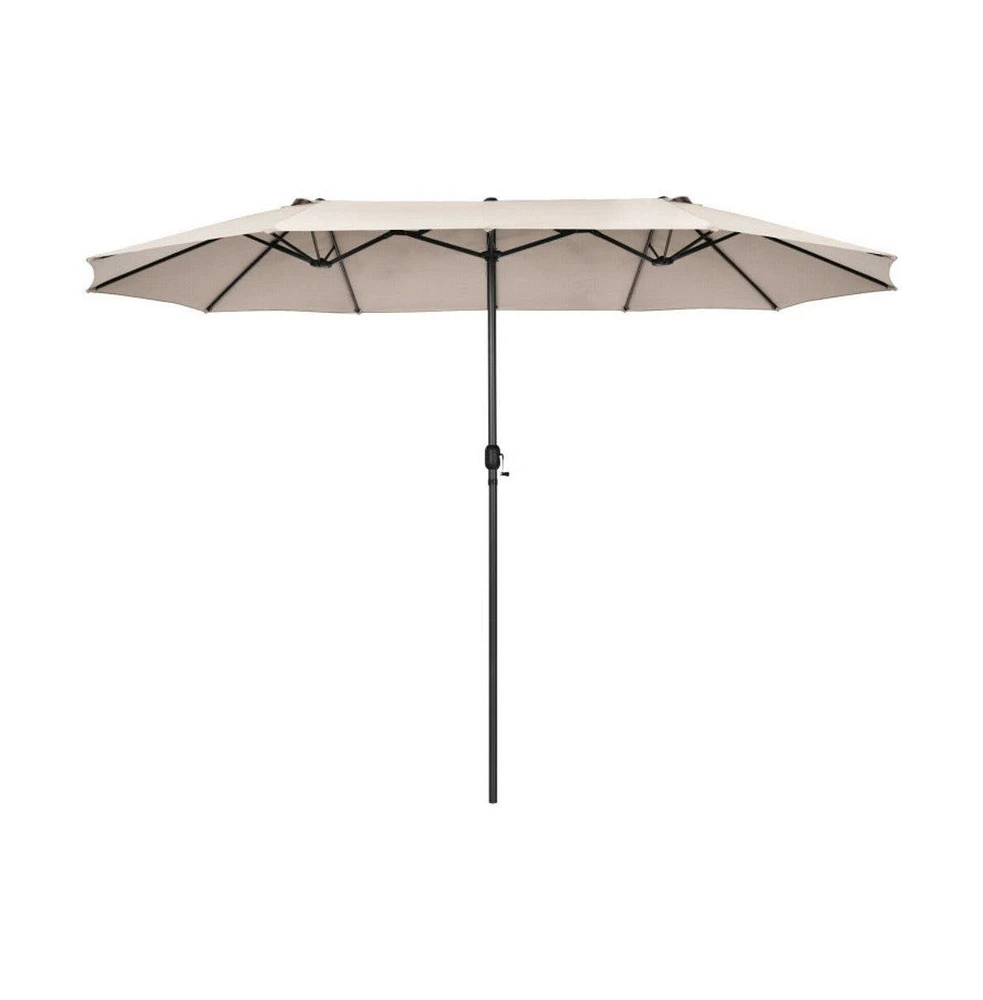 15 Feet Patio Double-Sided Umbrella with Hand-Crank System