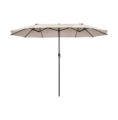 15 Feet Patio Double-Sided Umbrella with Hand-Crank System