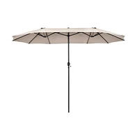 15 Feet Patio Double-Sided Umbrella with Hand-Crank System
