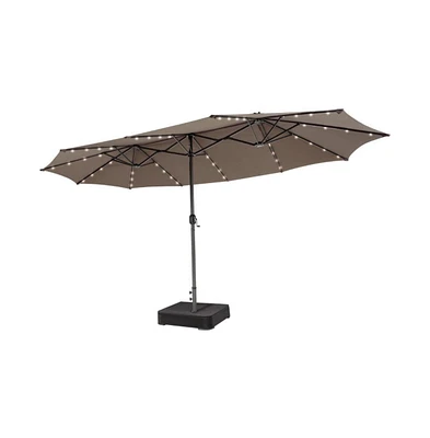 15 Feet Double-Sided Patio Umbrella with 48 Led Lights