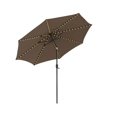 10 Feet Patio Umbrella with 112 Solar Lights and Crank Handle