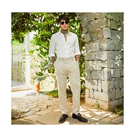 Campus Sutra Men's Saltbox Beige Micro-Waffle Chino Trousers
