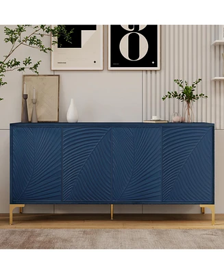 Modern Carved Sideboard - Light Blue