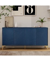 Modern Carved Sideboard - Light Blue