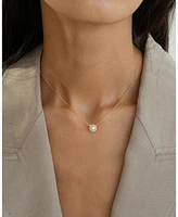 Sterling Silver 18k Gold Plated Eleanor Single Cultured Pearl Necklace & Stud Earrings Set