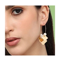 Sohi Gold-Plated Stones Hoop Earrings