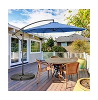 10 Feet Offset Umbrella with 8 Ribs Cantilever and Cross Base