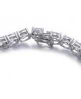Sterling Silver White Gold Plating with Clear Cubic Zirconia Tennis Bracelet