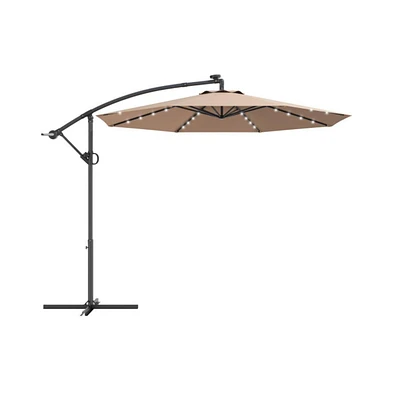 10 Feet 360° Rotation Solar Powered Led Patio Offset Umbrella without Weight Base