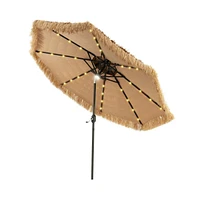 9 Feet Solar Powered Thatched Tiki Patio Umbrella with Led Lights.