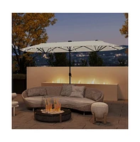 13feet Double-sided Patio Umbrella with Solar Lights for Garden Pool Backyard