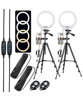 2 Pack 10" Led Ring Light Dimmable Tripod Stand Phone Holder Photo Video Makeup