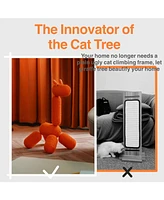 Hausource 33.46" Large Giraffe Cat Tree Tower Modern Cat Climb Toy Play Center for Kittens Small Cats, Orange