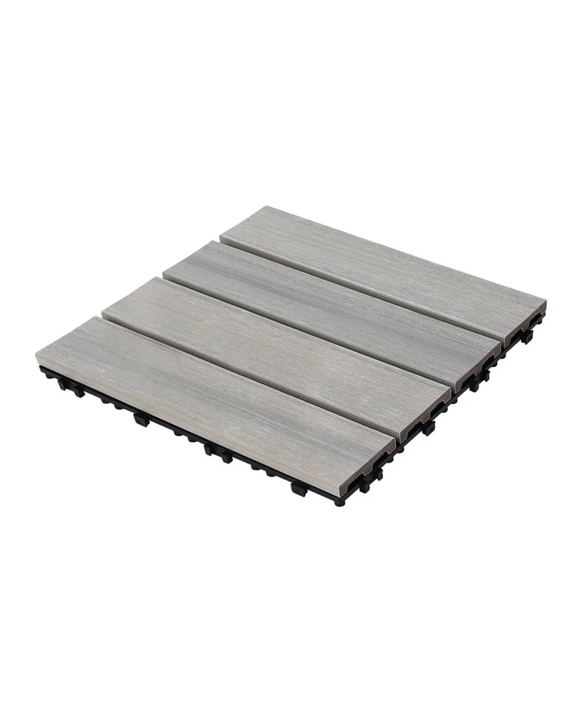 Wpc Patio Deck Tiles - 22 Pack, Interlocking