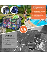 Yescom Mesh Pool Floats Storage Bin Rolling Cart 10 Wheels Metal Frame 49" L x 30" W x 61" H with Black Cover Net Replacement