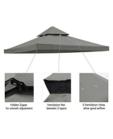 Yescom 10x10Ft UV30+ Gazebo Replacement Top for 2 Tier Outdoor Canopy Cover Patio Backyard Party Deck Gray