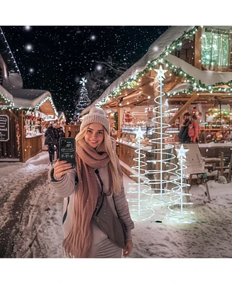 Yescom Sparkle 15 Pack Led Christmas Spiral Light Kit Battery 3'/4'/6Ft Pre-Lit Led with Star Topper for Indoor Outdoor