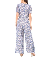 Vince Camuto Women's Printed Surplice Flutter-Sleeve Jumpsuit