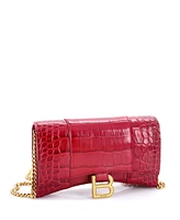 Pre-Owned Balenciaga Hourglass Chain Wallet Embossed Leather