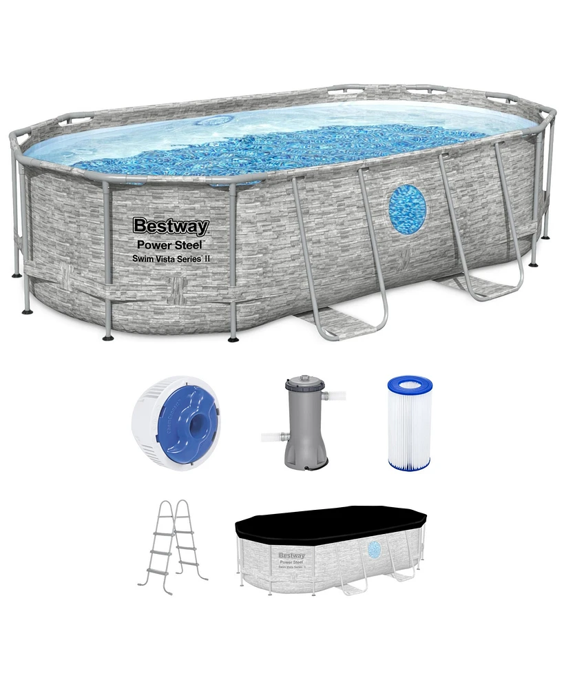 Bestway Power Steel Swim Vista 14' x 8'2" x 39.5" Above Ground Swimming Pool Set