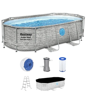 Bestway Power Steel Swim Vista 14' x 8'2" x 39.5" Above Ground Swimming Pool Set