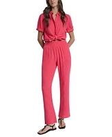 Dkny Jeans Petite Cotton Pull-On Smocked-Waist Pants