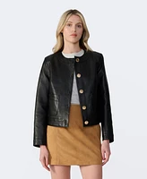 Furniq Uk Women's Leather Cropped Jacket, Created for Macy s