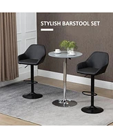 Set of 2 Adjustable Pu Leather Bar Stools with Swivel Seat, Backrest and Footrest for Kitchen-The Pop Home
