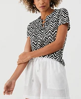 Ella Rafaella Petite Chevron Print Short Sleeve Top
