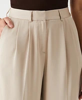 Ella Rafaella Petite Wide Leg Pleated Pants with Shine