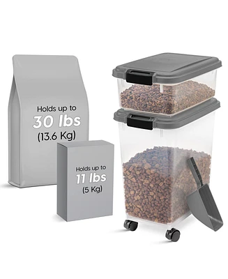33qt + 12qt Airtight Pet Food Container Combo with Scoop, Gray