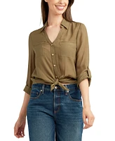 Bcx Juniors' Tie-Hem Gauzy Shirt