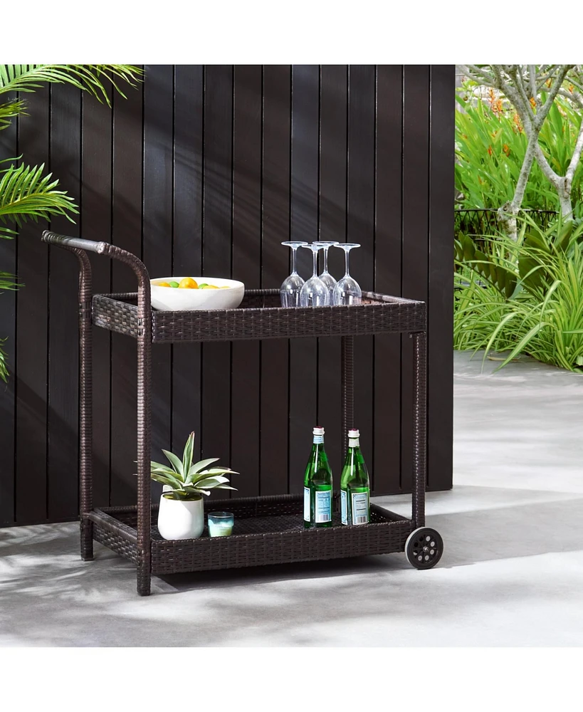 Mobile Resin Wicker Bar Cart - Entertain with Ease!