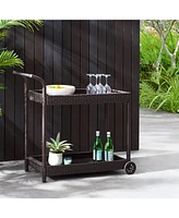 Mobile Resin Wicker Bar Cart - Entertain with Ease!