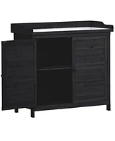Outdoor Rustic Potting Bench with Storage