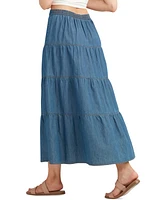 Bcx Juniors' Denim Tiered Maxi Skirt