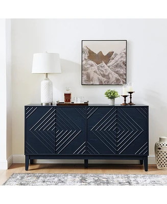 Blue Farmhouse Buffet Cabinet - 60.5" Sideboard