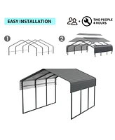 Heavy-Duty Metal Carport - 10x15 Ft - Outdoor Garage Shelter
