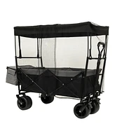 Collapsible Wagon with Canopy & All-Terrain Wheels