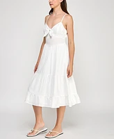 Trixxi Juniors' Tie-Front Spaghetti-Strap Tiered Midi Dress