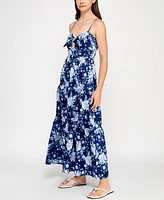 Trixxi Juniors' Printed Keyhole Sleeveless Maxi Dress