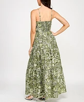 Trixxi Juniors' Tie-Bust Keyhole-Cutout Paisley-Print Maxi Dress