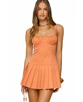 Edikted Women's Shae Pleated Drop Waist Mini Dress