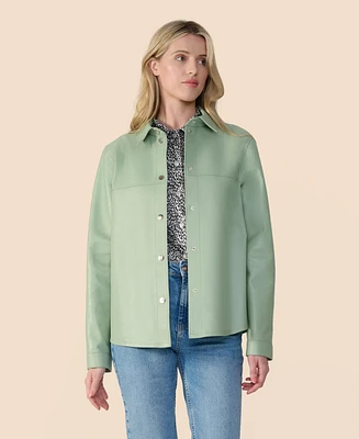 Furniq Uk Women's Leather Shirt Jacket, Created for Macy's